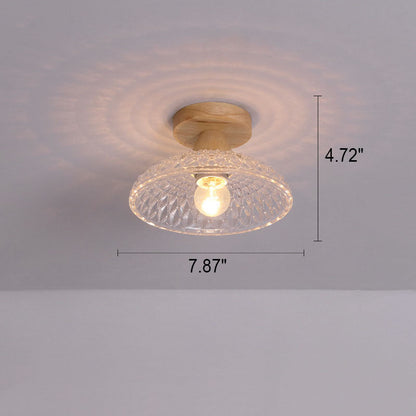 Japanese Minimalist Log Glass 1-Light Semi-Flush Mount Light