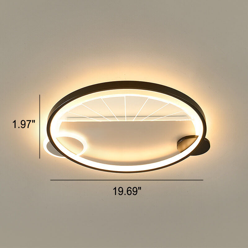 Modern Minimalist Geometric Shapes Black White Iron LED Flush Mount Light