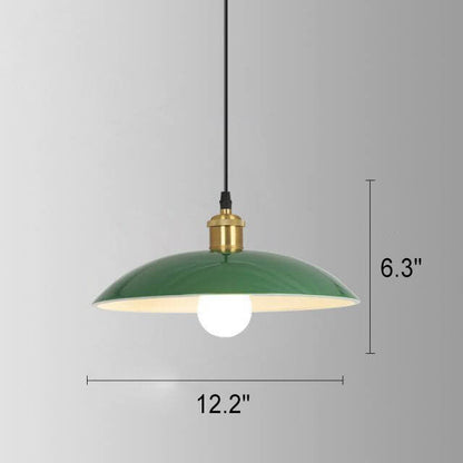 Industrial Vintage Green Iron Dome Cone 1-Light Pendant Light