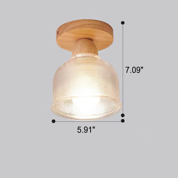 Japanese Simple Glass Log 1-Light Semi-Flush Mount Light