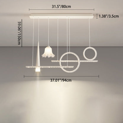 Contemporary Luxury Geometric Ring Glass Ball Shade LED Chandelier Island Light For Living Room