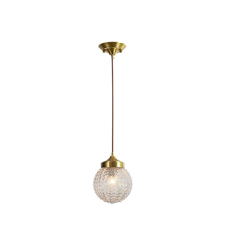 Nordic Light Luxury All-copper Glass Shade 1-Light Pendant Light