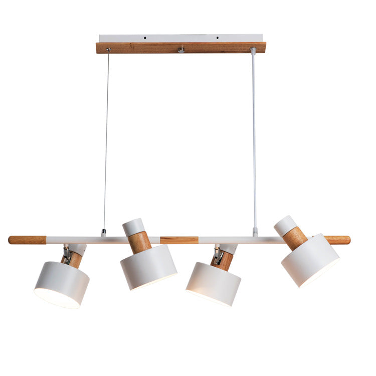 Nordic Minimalist Solid Macaron Color Wood Iron 4-Light Island Light Chandelier