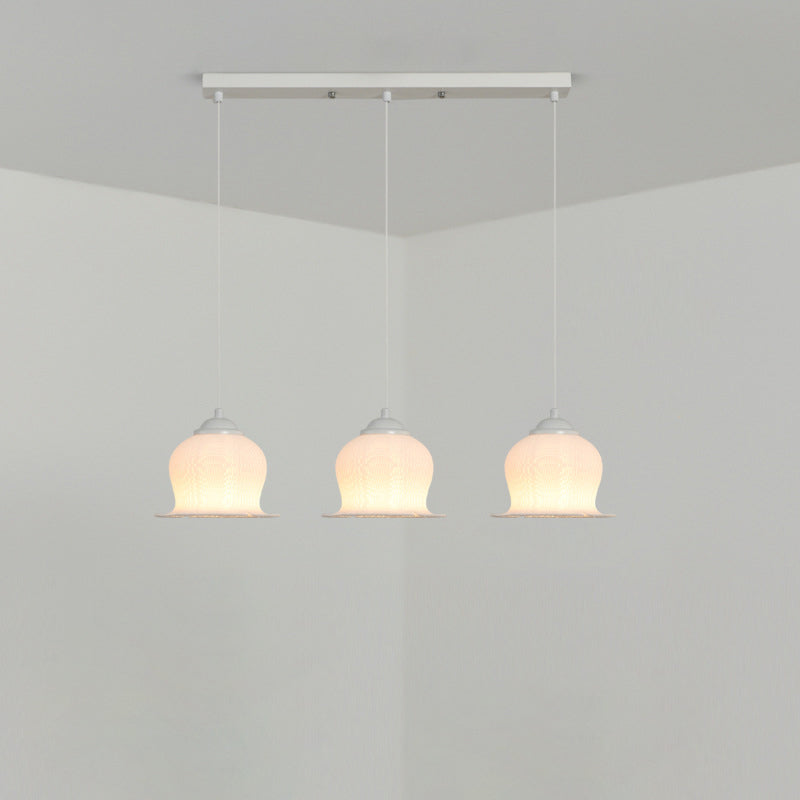 Modern Art Deco PLA Bell Orchid Flower Shade Iron 3/4/5-Light Island Light Chandelier For Dining Room