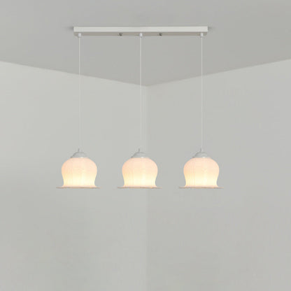 Modern Art Deco PLA Bell Orchid Flower Shade Iron 3/4/5-Light Island Light Chandelier For Dining Room