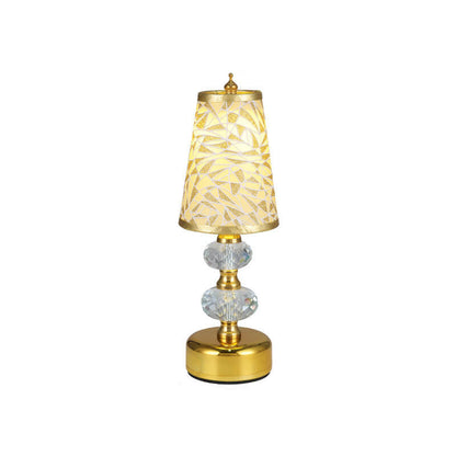 Retro Luxury Fabric Crystal Base LED Table Lamp