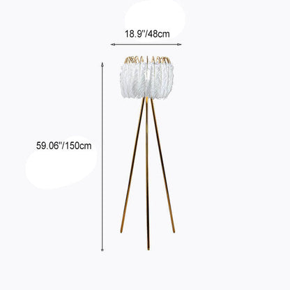 Nordic Light Luxury Feather Crown 1-Light Tripod Standing Floor Lamp