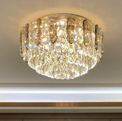 Modern Luxury Crystal Column Dome LED Flush Mount Ceiling Light