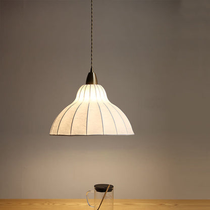 Japanese Minimalist Silk Dome 1-Light Pendant Light