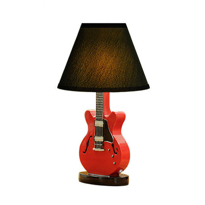 Cartoon Creative Fabric Shade Guitar 1-Light Table Lamp