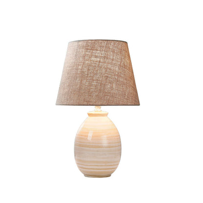 European Minimalist Oval Pot Ceramic Fabric 1-Light Table Lamp