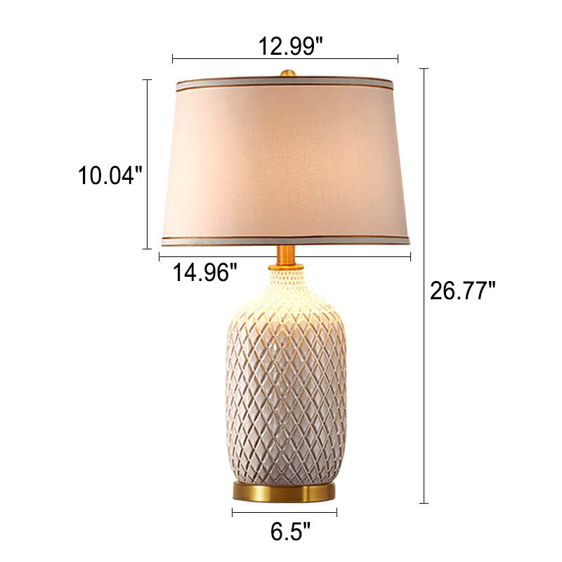 European Vintage Striped Ceramic Base Fabric 1-Light Table Lamp
