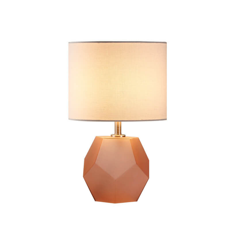 Nordic Drum Fabric Rhombus Ball Base 1-Light Table Lamp