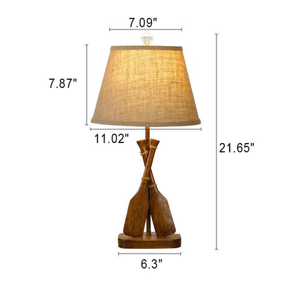 European Vintage Rustic Resin Linen 1-Light Table Lamp