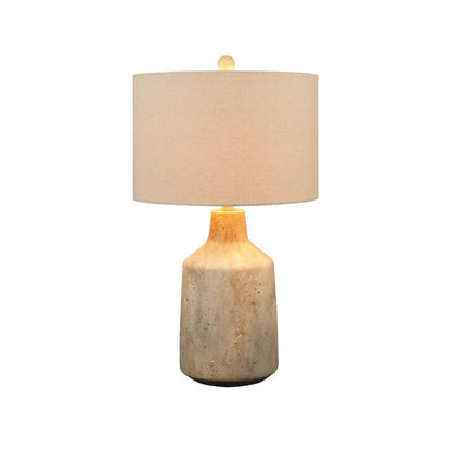Vintage Minimalist Fabric Cement Base 1-Light Table Lamp