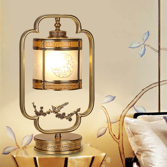 Modern Chinese Luxury Glass Copper 1-Light Table Lamp