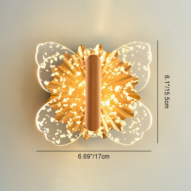 Contemporary Luxury Hardware Acrylic Butterfly LED Wall Sconce Lamp For Bedroom