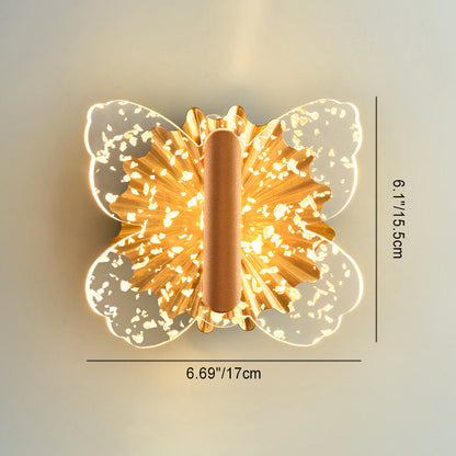 Contemporary Luxury Hardware Acrylic Butterfly LED Wall Sconce Lamp For Bedroom