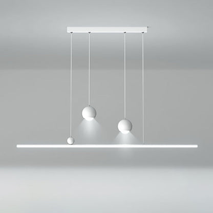 ثريا جزيرة LED مصنوعة من الحديد والألومنيوم والأكريليك بتصميم عصري بسيط لغرفة الطعام 