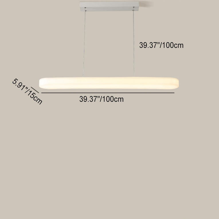 Modern Minimalist One-Shaped Long Strip Acrylic Shade Iron LED Island Light Pendant Light For Dining Room