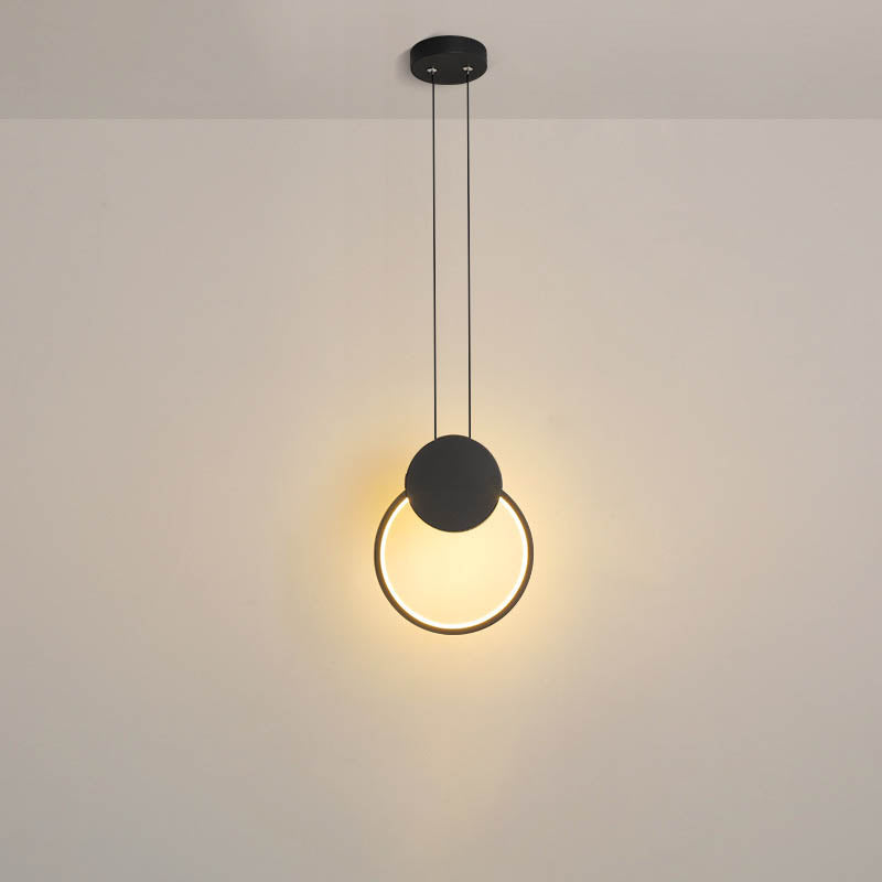 مصباح LED دائري هندسي من الحديد بتصميم بسيط وعصري لغرفة النوم 