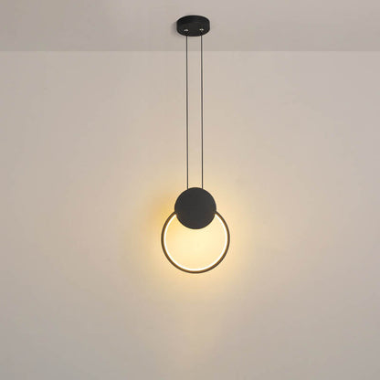 مصباح LED دائري هندسي من الحديد بتصميم بسيط وعصري لغرفة النوم 