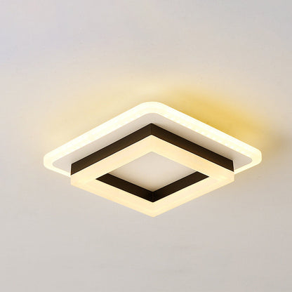 Modern Simplicity Acrylic Geometric Square Round Shade Hardware LED Flush Mount Ceiling Light For Living Room