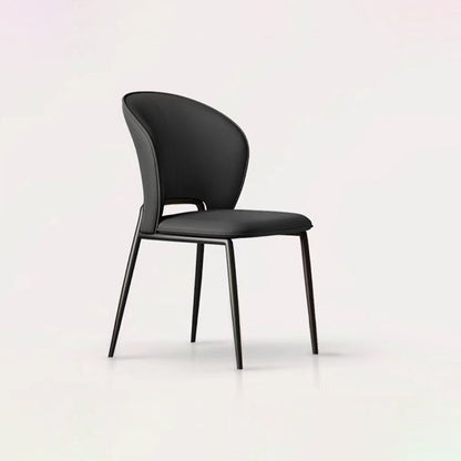 Modern Minimalist Microfiber Cat Scratching Leather Carbon Steel Square Curved Dining Chair Backrest For Dining Room