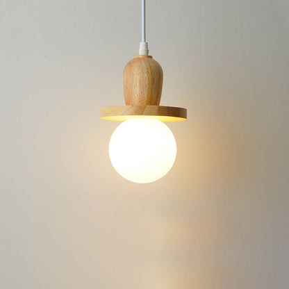 Traditional Japanese Wooden Linear Frame Globe Glass Shade 1/3/5-Light Island Light Chandelier For Living Room