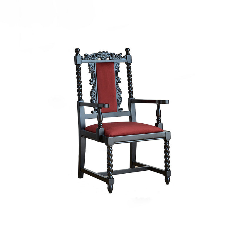 Traditional Vintage Wood Curved Frame Square Dining Chair Backrest For Dining Room