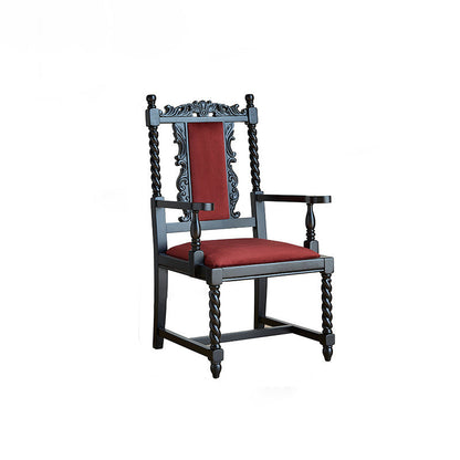 Traditional Vintage Wood Curved Frame Square Dining Chair Backrest For Dining Room