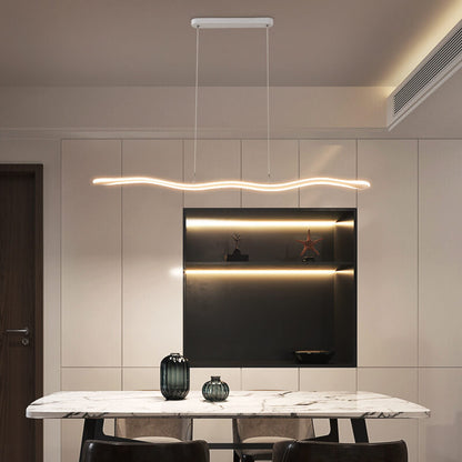 Nordic Minimalist Curve Bar Aluminum LED Chandelier