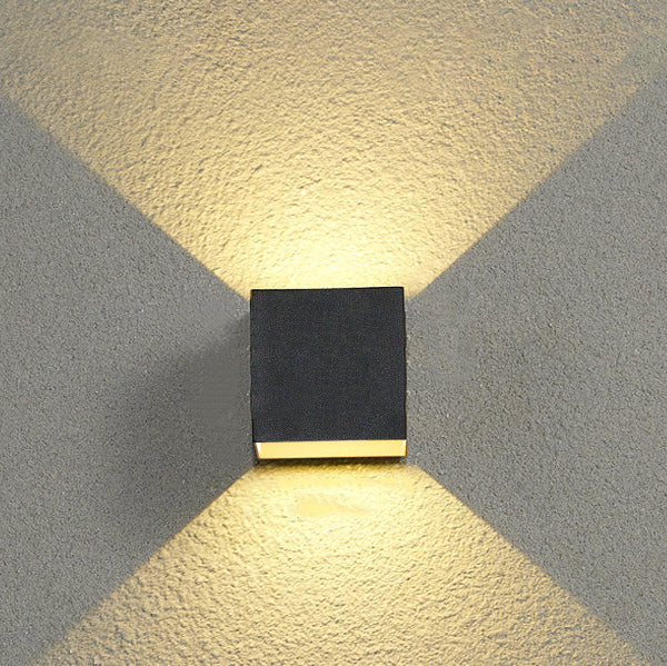 Outdoor Minimalist Square Cube Aluminum Waterproof LED Wall Sconce Lamp