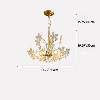 Traditional Vintage Petal Iron Crystal 6/8 Light Island Light Chandelier For Bedroom