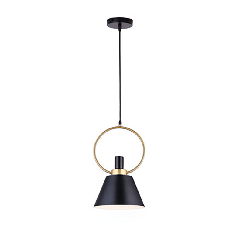 Contemporary Nordic Cone Shade Gold Ring 1-Light Pendant Light For Dining Room