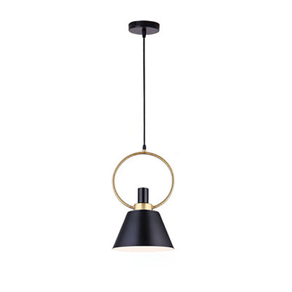 Contemporary Nordic Cone Shade Gold Ring 1-Light Pendant Light For Dining Room