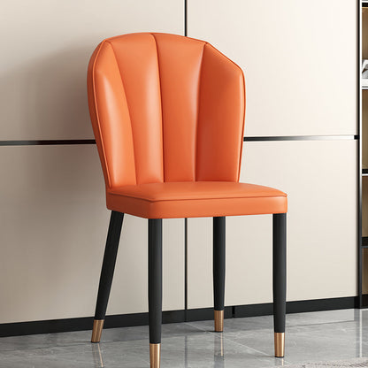 Modern Luxury Artificial Leather Carbon Steel Sponge Square Shell Dining Chair Backrest For Dining Room