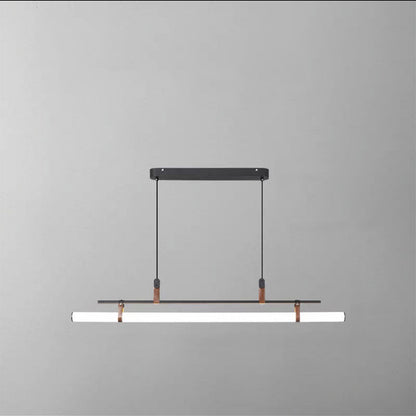 Nordic Minimalist Long Strip Leather LED Island Light Chandelier