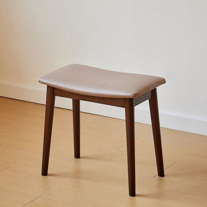 Modern Minimalist Rectangular Soft PU Leather Wood Vanity Stool For Bedroom