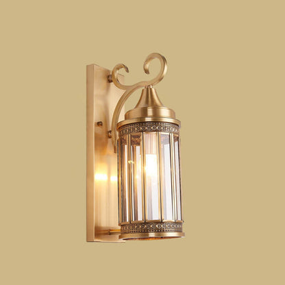 Traditional European Light Luxury Vintage Copper Glass 1/3-Light Wall Sconce Lamp