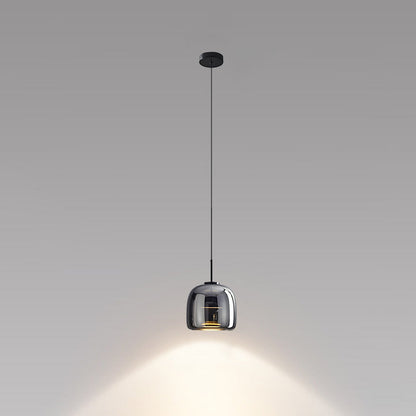 Contemporary Scandinavian Aluminum Glass Cylinder Shade LED Pendant Light For Bedroom