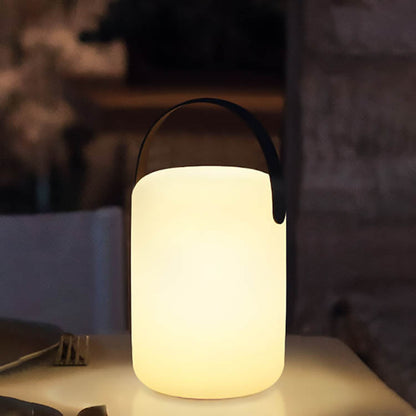 モダンでシンプルなプラスチック製ラウンドスクエアハンドLEDテーブルランプ（屋外パティオ用） 