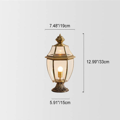 European Luxury All Copper Clear Glass Lantern Post 1/3 Light Waterproof Patio Landscape Light