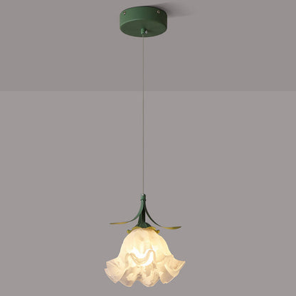 Contemporary Scandinavian Bellflower Iron Glass 1-Light Pendant Light For Living Room
