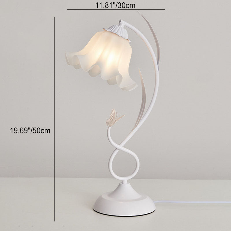 Contemporary Creative Wrought Iron Acrylic Flower 1-Light Table Lamp For Bedroom
