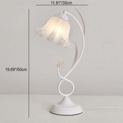 Contemporary Creative Wrought Iron Acrylic Flower 1-Light Table Lamp For Bedroom
