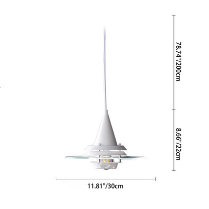 Contemporary Nordic Round Flying Saucer Cone Hardware Glass 1-Light Pendant Light For Living Room