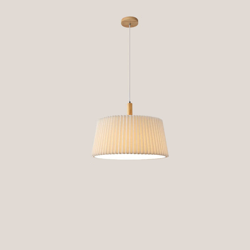 Nordic Minimalist Solid Color Solid Wood Fabric 1-Light Pendant Light