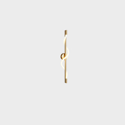 Modern Minimalist Twist Curve Long Bar Copper LED Wall Sconce Lamp