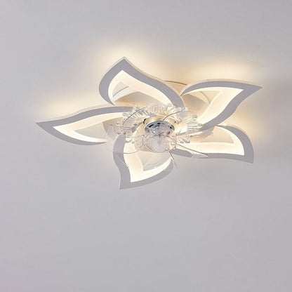 Scandinavian Modern Luxury Flower Iron Acrylic Plastic LED Flush Mount Ceiling Fan Light